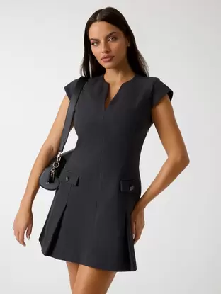 Flannel fit-and-flare mini dress