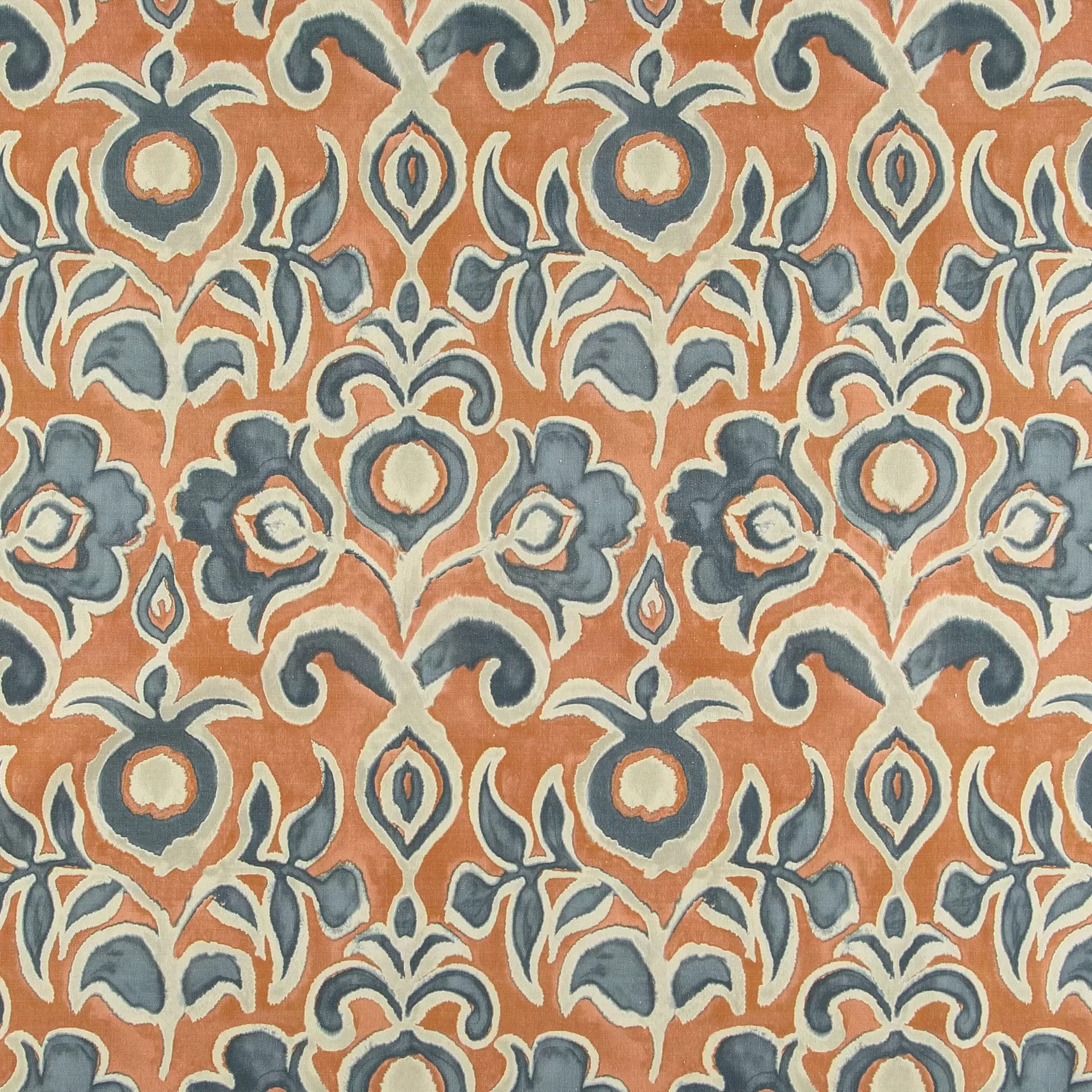 BCI Halvpanama bomuld rust m blå blomst