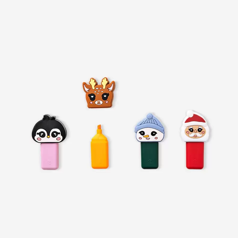 Highlighters with Christmas toppers - 4 pcs