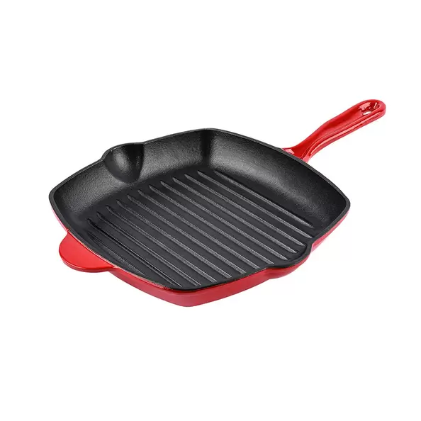 Grillpanne Støpejern Rød
