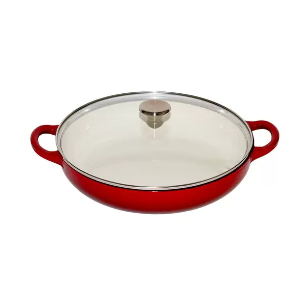 Støpejernsgryte med Glasslokk 3,9L Rød
