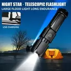 LED Camping Torch Flashlight High Power Rechargeable USB Spotlight Zoom Lantern Built-in Battery For Fishing Outdoor Waterproof