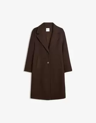 Bershka Long soft coat in brown