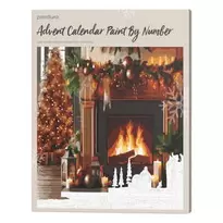 Paint by number / mal etter tall, adventskalender, 28×35 cm + 24 farger og 3 pensler