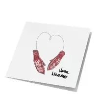 Store kunstkort strikkevotter