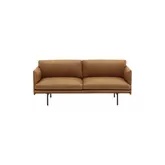 Outline Sofa 2-seter, refine skinn cognac/svart