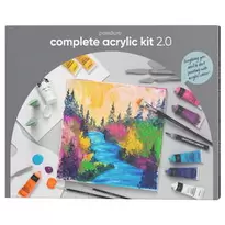 Panduros komplette akrylsett 2.0 – 24 tuber maling à 30 ml, 2 lerreter, 5 pensler + tilbehør