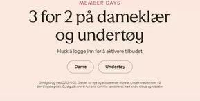 3 for 2 på dameklær og undertøy