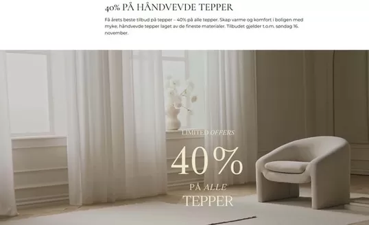 Bolia-katalog i Trondheim | 40% på håndvevde tepper | 2025-11-10T00:00:00.000Z - 2025-11-16T00:00:00.000Z