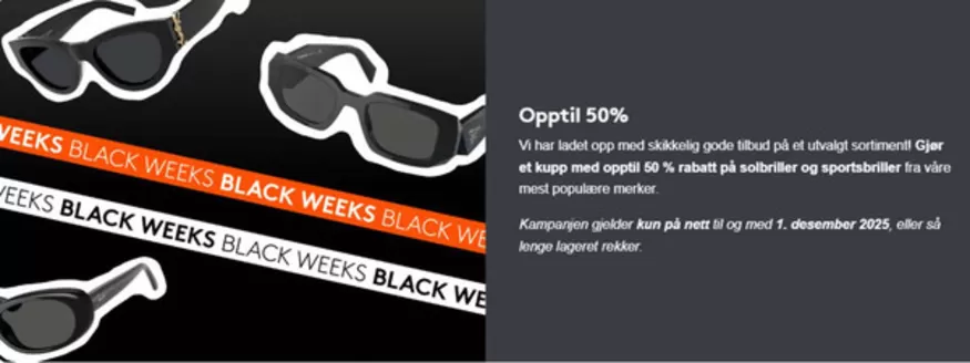 Synsam-katalog i Trondheim | Black Weeks - Opptil 50% på solbriller og sportsbriller | 2025-11-12T00:00:00.000Z - 2025-12-01T00:00:00.000Z