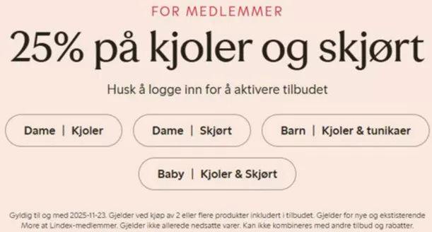 Lindex-katalog i Drammen | 25% på kjoler og skjørt | 2025-11-19T00:00:00.000Z - 2025-11-23T00:00:00.000Z