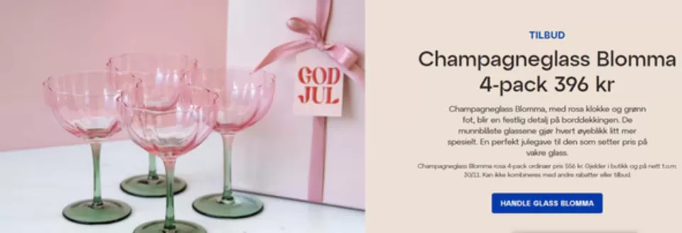Lagerhaus-katalog i Bergen | Champagneglass Blomma 4-pack 396 kr | 2025-11-21T00:00:00.000Z - 2025-11-30T00:00:00.000Z