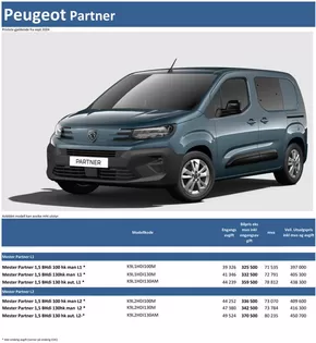 Last ned prisliste for Peugeot Partner