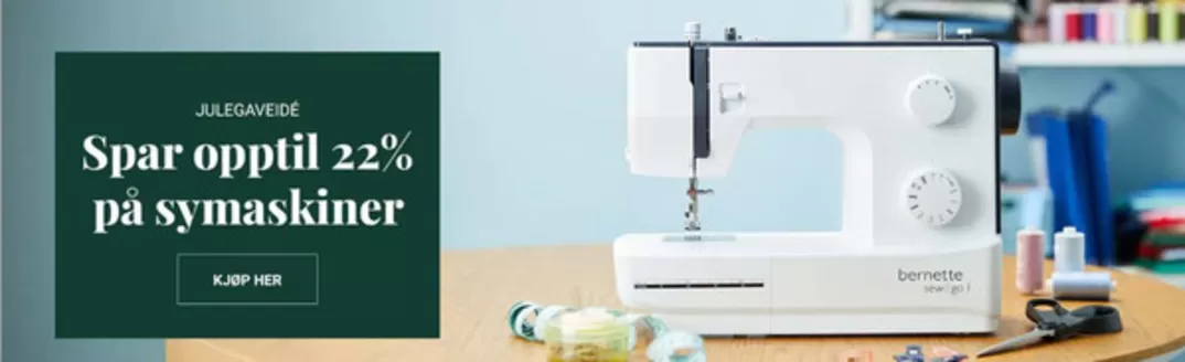 Stoff & Stil-katalog i Bergen | Spar opptil 22% på symaskiner | 2025-12-03T00:00:00.000Z - 2025-12-31T00:00:00.000Z