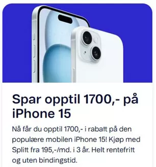 Telenor-katalog i Vadsø | Spar opptil 1700,- på iPhone 15 | 2026-01-09T00:00:00.000Z - 2026-01-18T00:00:00.000Z