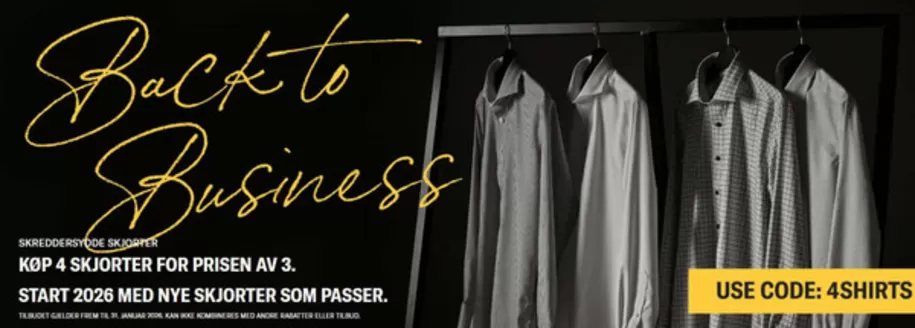 Tailor Store-katalog i Kolbotn | 4 For 3 code 4SHIRTS | 2026-01-09T00:00:00.000Z - 2026-01-31T00:00:00.000Z