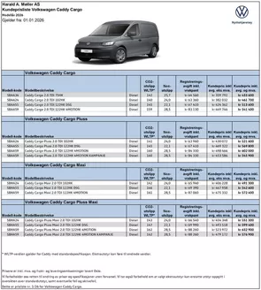 Volkswagen-katalog i Trondheim | Prisliste Caddy Cargo | 2026-01-20T00:00:00.000Z - 2026-06-30T00:00:00.000Z