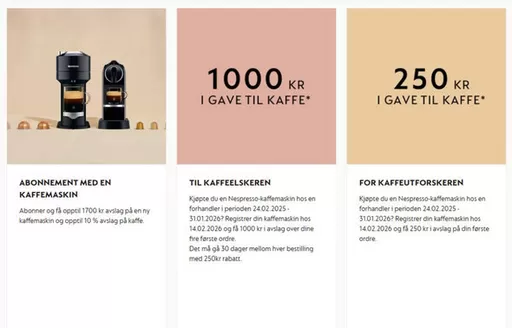 Nespresso-katalog i Mjøndalen | Tilbud | 2026-01-27T00:00:00.000Z - 2026-02-14T00:00:00.000Z