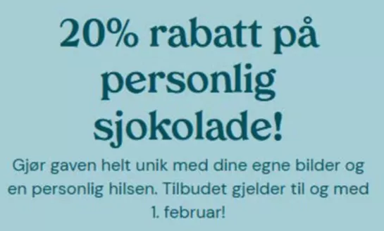 CoolStuff-katalog i Kopervik | 20% rabatt på personlig sjokolade | 2026-01-28T00:00:00.000Z - 2026-02-01T00:00:00.000Z