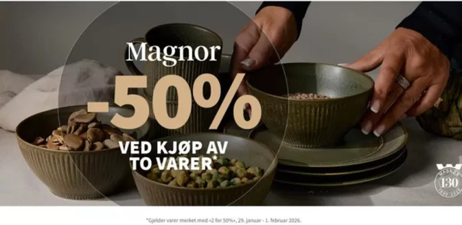 Tilbords-katalog i Gamle Fredrikstad | Magnor 50% VED KJØP AV TO VARER | 2026-01-30T00:00:00.000Z - 2026-02-01T00:00:00.000Z