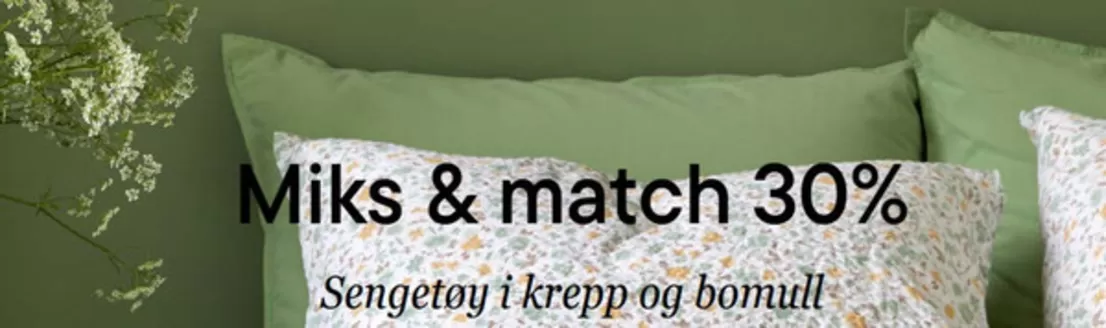 Høie-katalog i Bremnes | Miks & match 30% Sengetøy i krepp og bomull | 2026-02-05T00:00:00.000Z - 2026-02-15T00:00:00.000Z