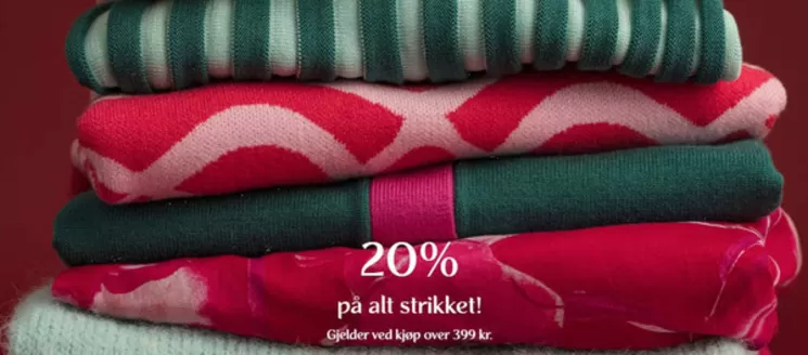 Indiska-katalog i Ski | 20% rabatt på alle strikkeplagg ved kjøp over 399 kr | 2026-02-06T00:00:00.000Z - 2026-02-08T00:00:00.000Z