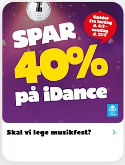 BR Leker-katalog i Tønsberg | Spar 40% på iDance | 2026-02-16T00:00:00.000Z - 2026-02-22T00:00:00.000Z