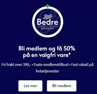 Boots Apotek-katalog i Evenskjer | Bli medlem og få 50% på en valgfri vare | 2026-02-18T00:00:00.000Z - 2026-02-25T00:00:00.000Z