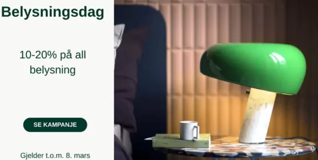 Møbler & Miljø-katalog i Tønsberg | 10-20% på all belysning | 2026-03-03T00:00:00.000Z - 2026-03-08T00:00:00.000Z