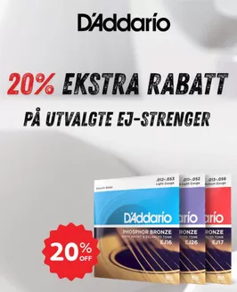 Evenstad Musikk-katalog | Kan du spare 20% på utvalgte EJ-strenger fra D’addario | 2026-03-06T00:00:00.000Z - 2026-03-20T00:00:00.000Z