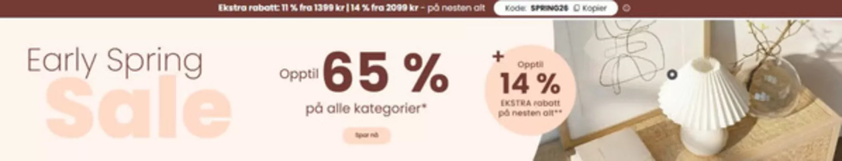 lampegiganten-katalog i Orkanger | Opptil 65% på alle kategorier + opptil 14% Ekstra rabatt Kode 'SPRING26' | 2026-03-10T00:00:00.000Z - 2026-03-15T00:00:00.000Z