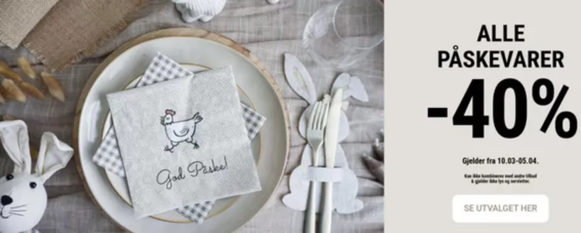 Upstairs-katalog i Orkanger | ALLE PÅSKEVARER -40% | 2026-03-10T00:00:00.000Z - 2026-04-05T00:00:00.000Z