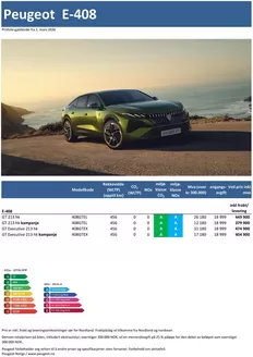 Peugeot-katalog i Spillum | Peugeot Kundeprisliste E 408 | 2026-03-12T00:00:00.000Z - 2026-03-26T00:00:00.000Z