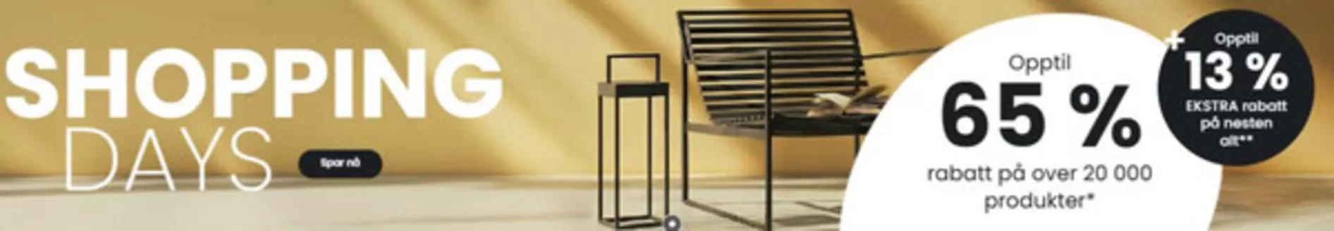 lampegiganten-katalog | Shopping Days Opptil 65% + 13% Ekstra rabatt Kode 'SHOPPING' | 2026-03-25T00:00:00.000Z - 2026-04-05T00:00:00.000Z