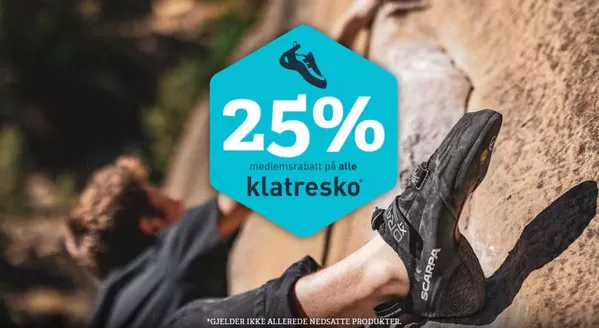 Sportsnett-katalog i Overhalla | 25% medlemsrabatt på alle klatresko | 2026-03-25T00:00:00.000Z - 2026-03-31T00:00:00.000Z