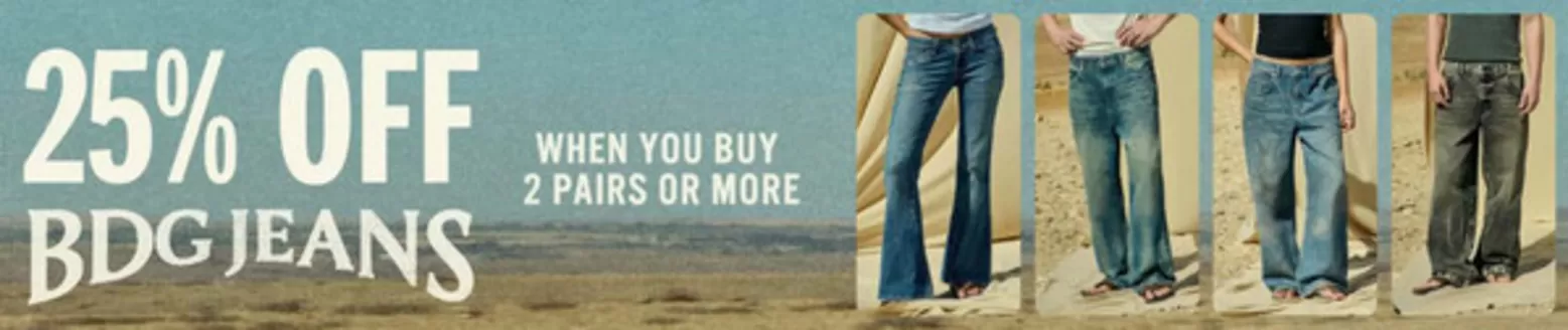 Urban Outfitters-katalog i Fredrikstad | 25% off BDG jeans when you buy 2 pairs or more | 2026-03-30T00:00:00.000Z - 2026-04-12T00:00:00.000Z