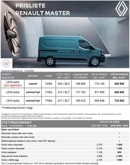 Renault-katalog | Prisliste 0109 Master diesel uten frakt | 2026-09-02T00:00:00.000Z - 2026-09-16T00:00:00.000Z
