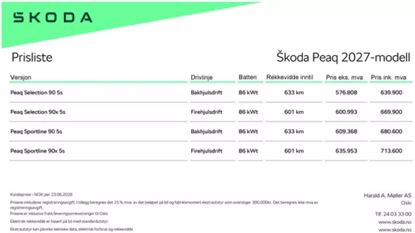 ŠKODA-katalog | Peaq prisliste | 2026-09-28T00:00:00.000Z - 2026-10-12T00:00:00.000Z
