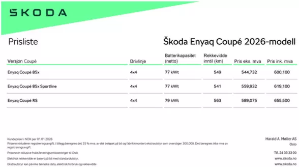 ŠKODA-katalog i Frosta | Enyaq Coupé prisliste | 2026-09-28T00:00:00.000Z - 2026-10-12T00:00:00.000Z