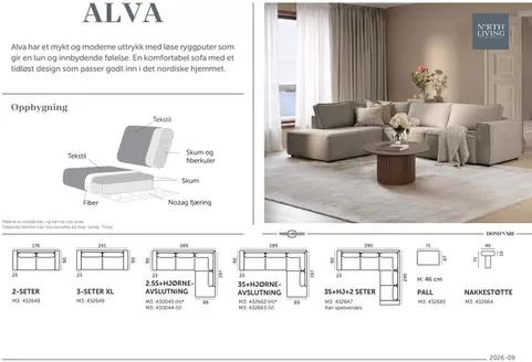 Møbelringen-katalog | North living alva sofa | 2026-09-01T00:00:00.000Z - 2026-09-30T00:00:00.000Z