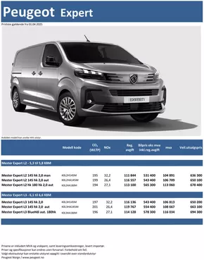 Peugeot-katalog | Last ned prisliste for Peugeot Expert | 2025-05-26T00:00:00.000Z - 2026-05-26T00:00:00.000Z