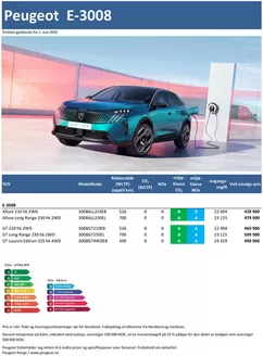 Peugeot-katalog i Borgenhaugen | Last ned prisliste for nye Peugeot E-3008 SUV | 2025-06-20T00:00:00.000Z - 2026-06-20T00:00:00.000Z
