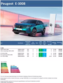Peugeot-katalog i Grimstad | Last ned prisliste for nye Peugeot E-3008 SUV | 2025-06-21T00:00:00.000Z - 2026-06-21T00:00:00.000Z