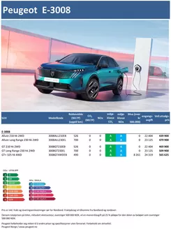 Peugeot-katalog i Karmsund | Last ned prisliste for nye Peugeot E-3008 SUV | 2025-06-27T00:00:00.000Z - 2026-06-27T00:00:00.000Z
