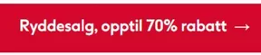 Ryddesalg, opptil 70% rabatt