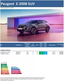 Peugeot-katalog | Last ned prisliste for Peugeot E-2008 SUV | 2025-08-08T00:00:00.000Z - 2026-08-08T00:00:00.000Z