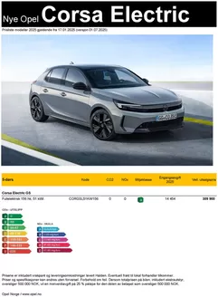 Opel-katalog | Prisliste Opel Corsa Electric | 2025-08-11T00:00:00.000Z - 2026-08-11T00:00:00.000Z