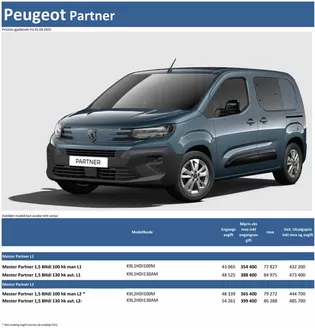 Peugeot-katalog | Last ned prisliste for Peugeot Partner | 2025-08-20T00:00:00.000Z - 2026-08-20T00:00:00.000Z