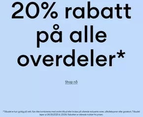 20% rabatt på alle overdeler