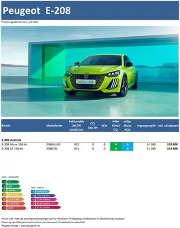 Peugeot-katalog i Vaksdal | Last ned prisliste for Peugeot E-208 | 2025-08-29T00:00:00.000Z - 2026-08-29T00:00:00.000Z